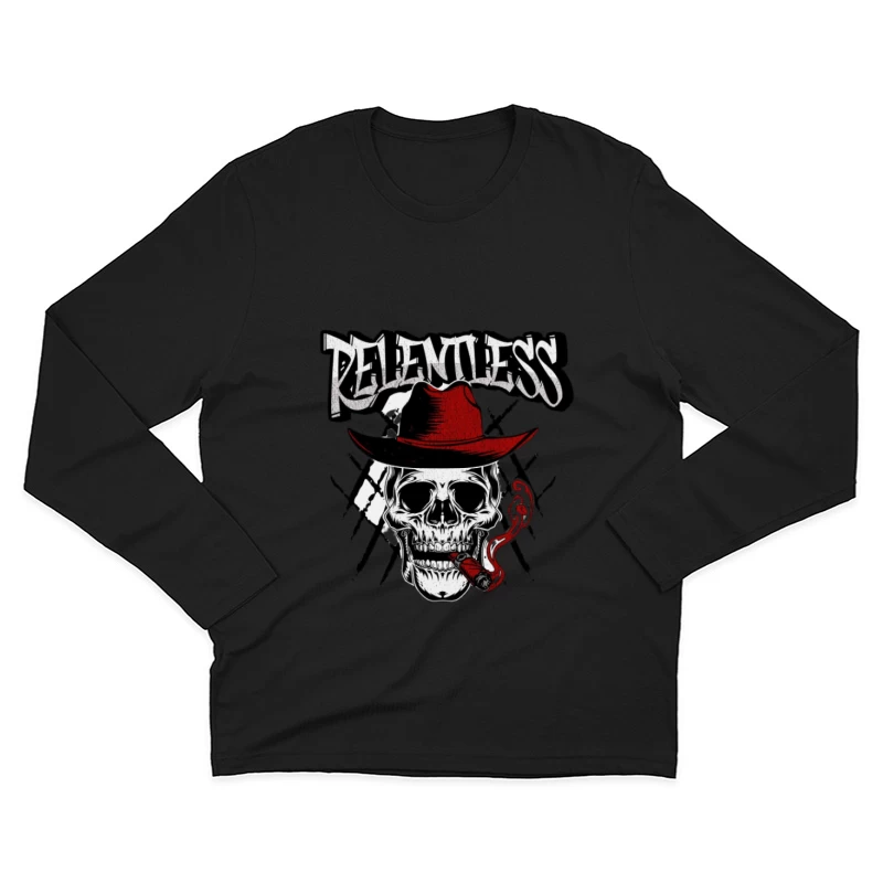 Relentless Schädel mit Hut und Zigarre Herren Langarm T-Shirt