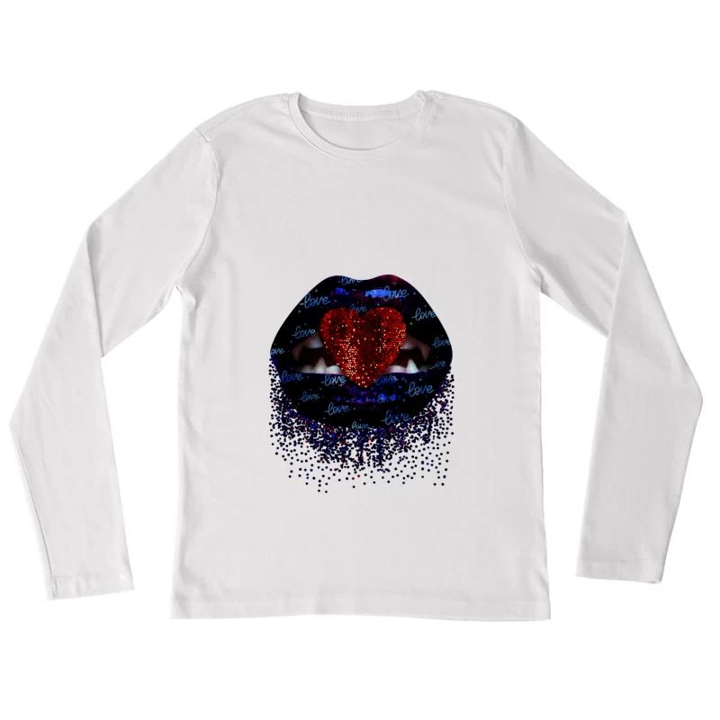 Herz und Lippenkunst Damen Langarm T-Shirt