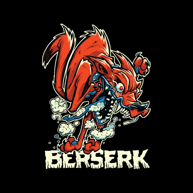 Aggressive Cartoon Wolf Berserk Art Tapestry