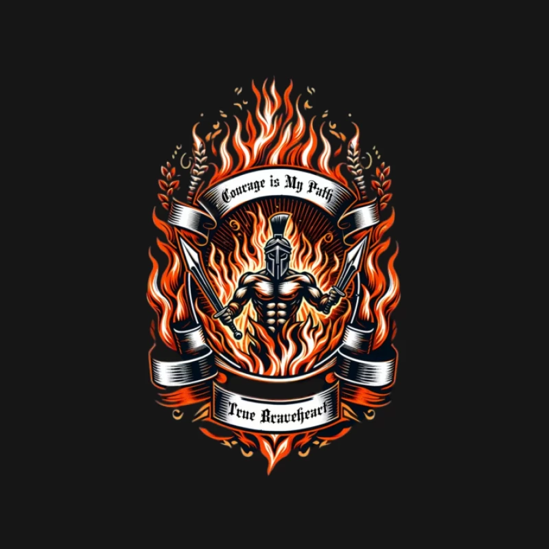 Guerrier Courageux dans un Motif de Flammes Femme Manches Longues T-Shirt