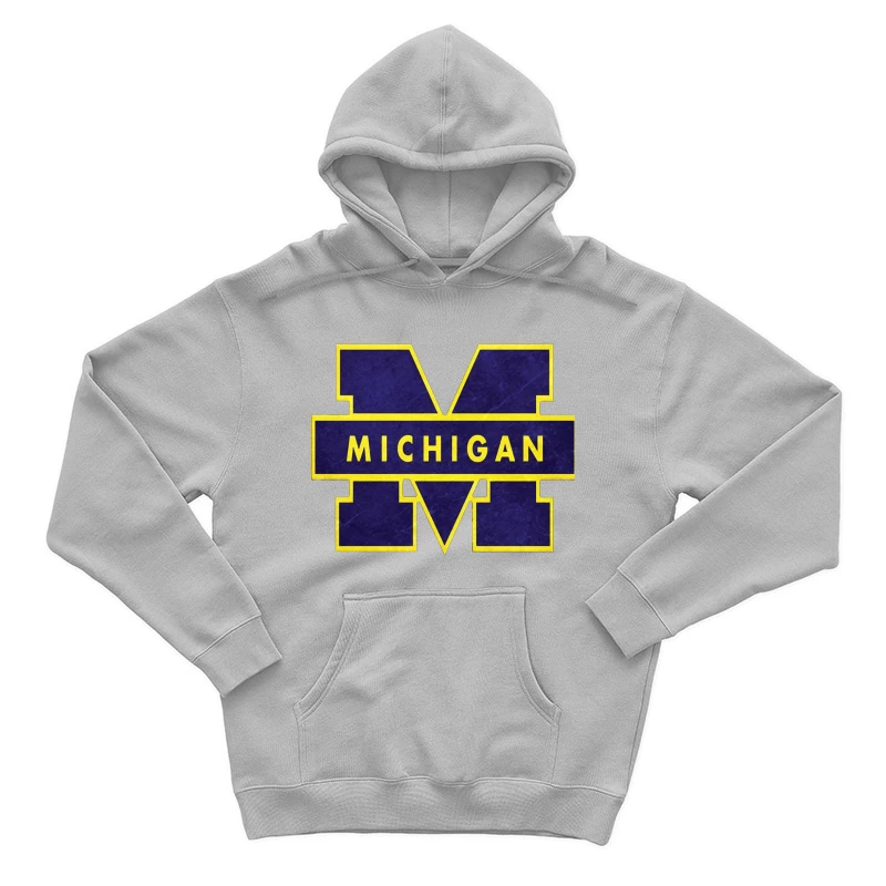 University of Michigan Athletic Block M Logo in Navy and Yellow Male Pullover Hoodie