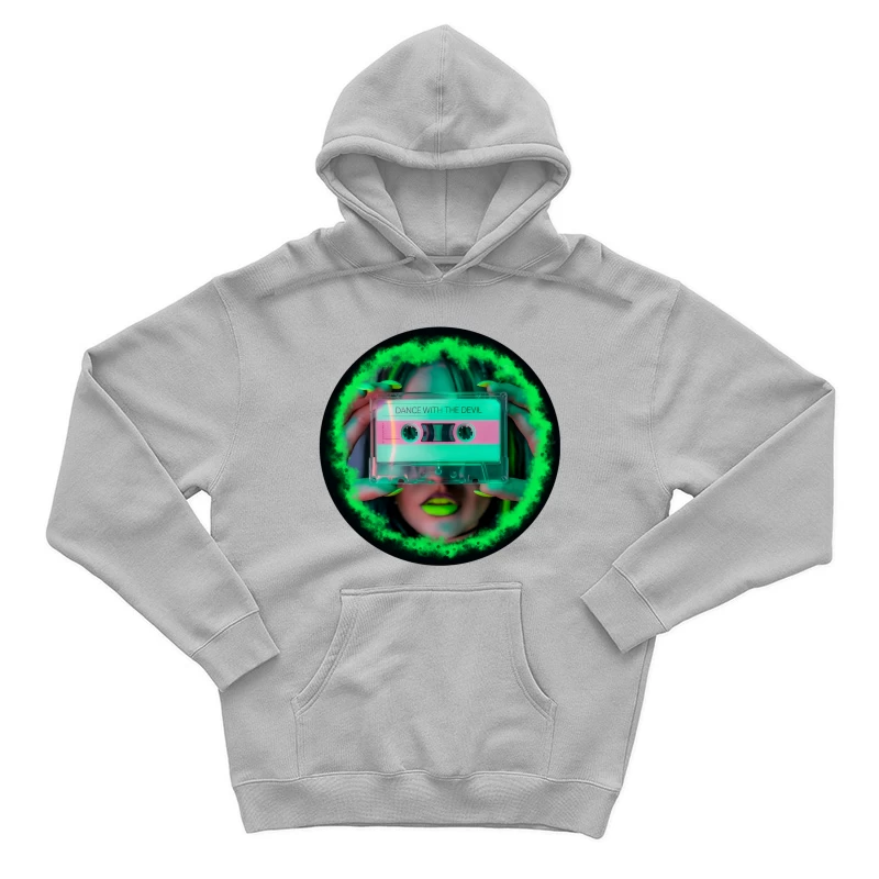 Neon Retro Cassette: Dance with the Devil Male Pullover Hoodie