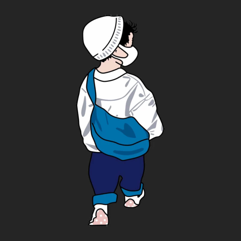 Kleinkind mit weißer Mütze und blauer Tasche Herren Pullover Sweatshirt