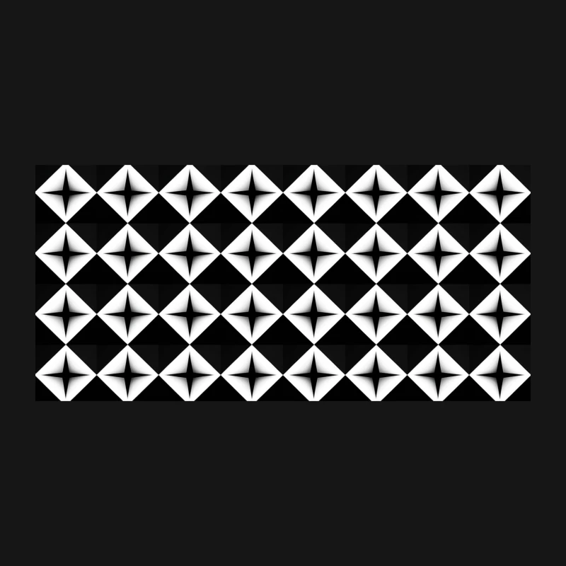 Geometric Black and White Diamond Pattern with Optical Illusion Effect Desk Mat