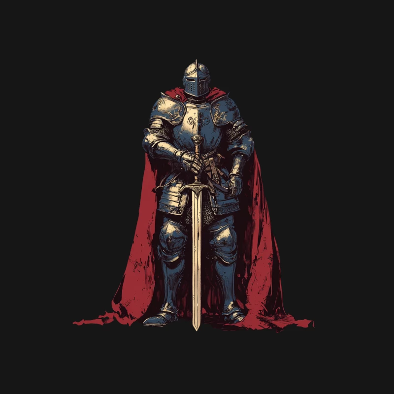 Medieval Knight in Shining Armor with Red Cape Mouse Pad
