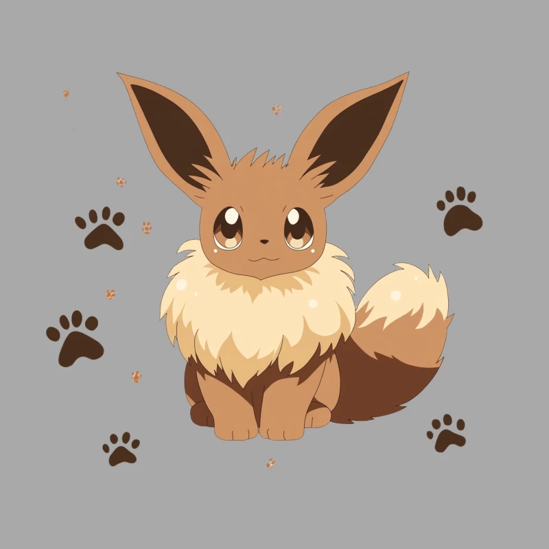 Adorable Eevee Pokemon with Paw Prints Male Pullover Hoodie
