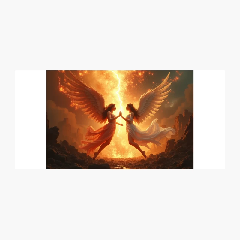 Celestial Dance: Angels of Fire and Light Coffee Mug