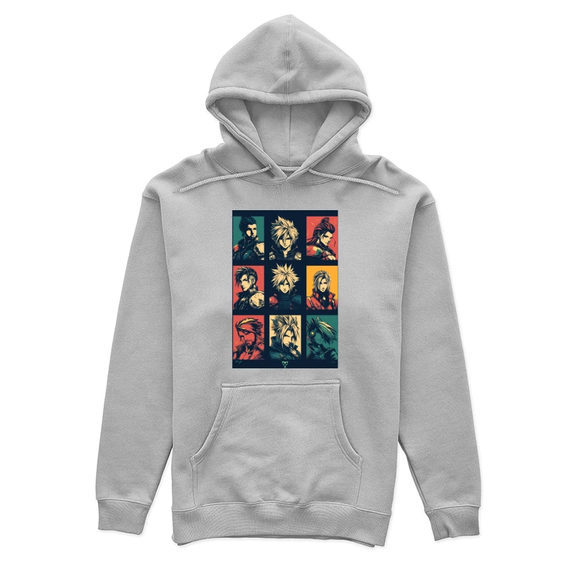 Final Fantasy Character Portraits: Iconic JRPG Heroes in Vibrant Pop Art Style Female Pullover Hoodie