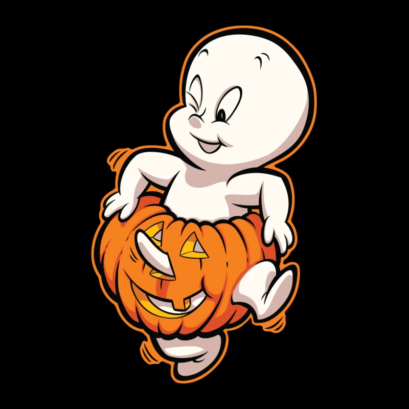 Casper the Friendly Ghost in a Pumpkin Costume Pin