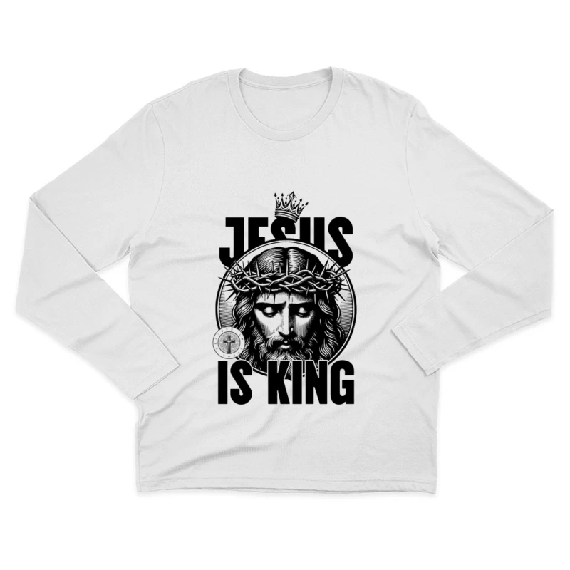 Jésus est Roi, Couronne d'épines, Art religieux Homme Manches Longues T-Shirt