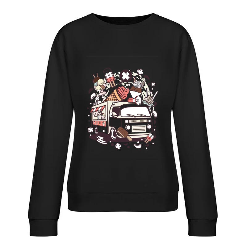 Camion de crème glacée rétro Femme Sweat-shirt à enfiler