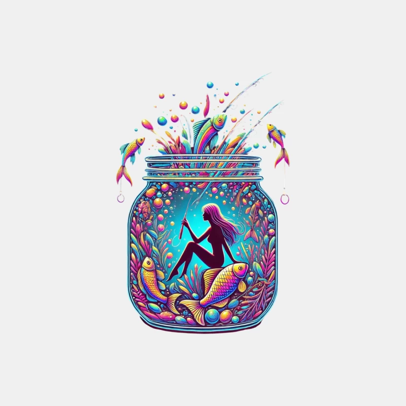 Magical Mermaid in Enchanted Mason Jar with Rainbow Fish Male Tank Top