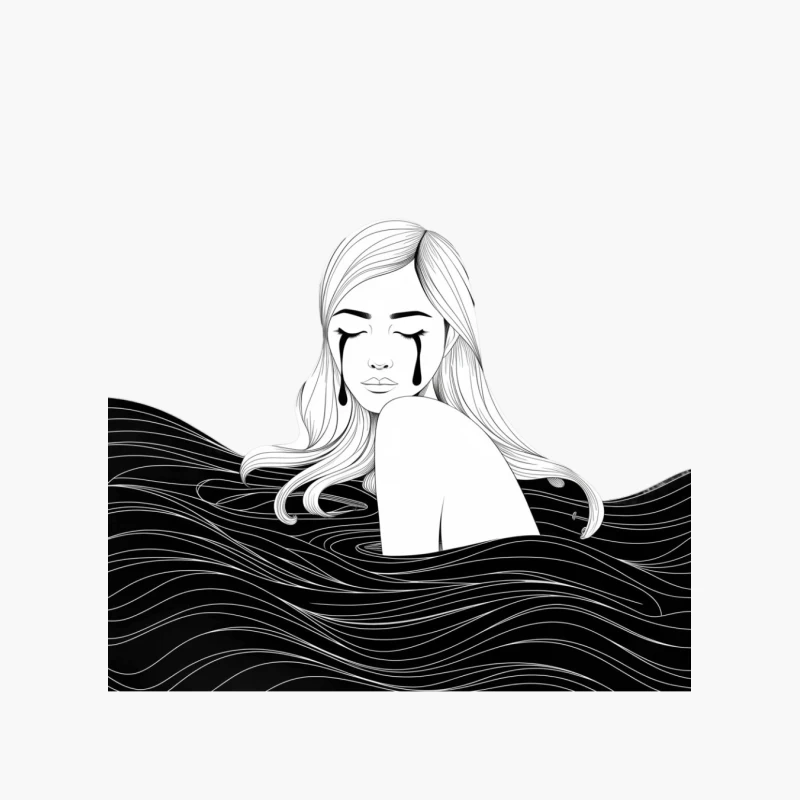 Emotional Black and White Illustration: Tears in the Water Cotton Tote Bag