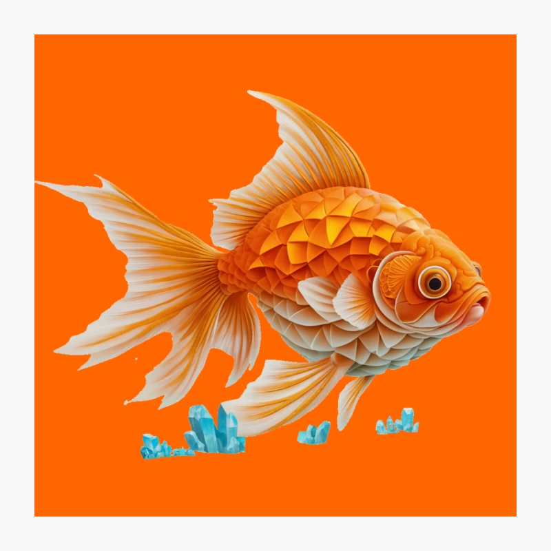 oldfish fish aquarium crystals cartoon illustration orange 3D Pin