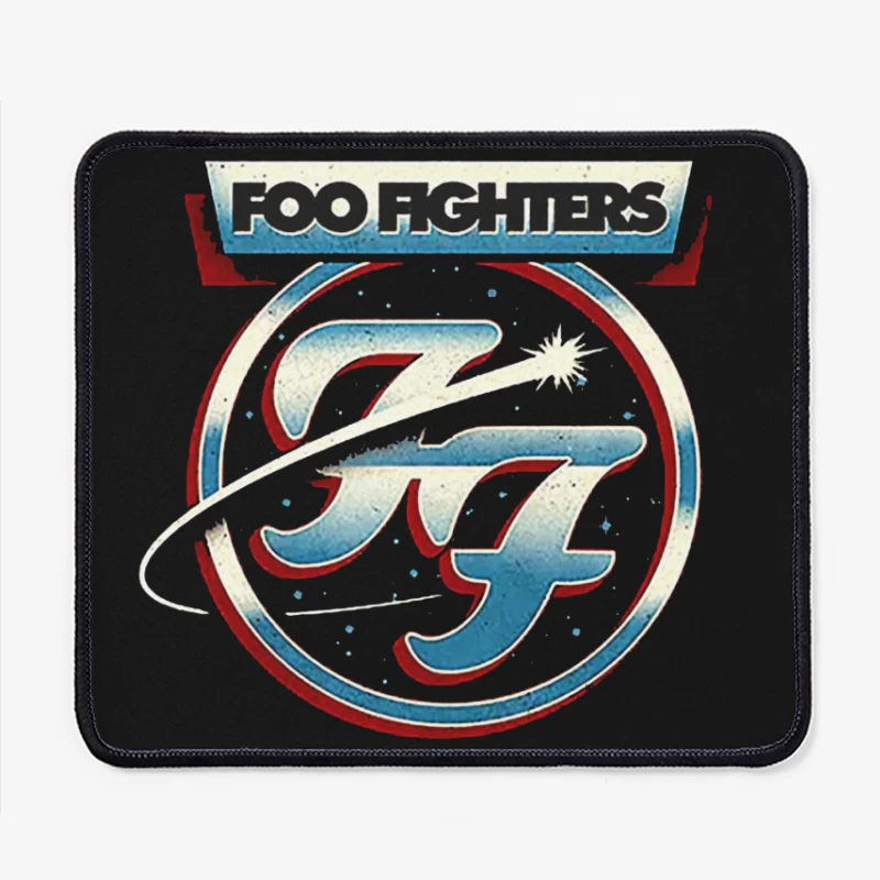 Foo Fighters Classic Circular Band Logo in Red and Blue Mouse Pad