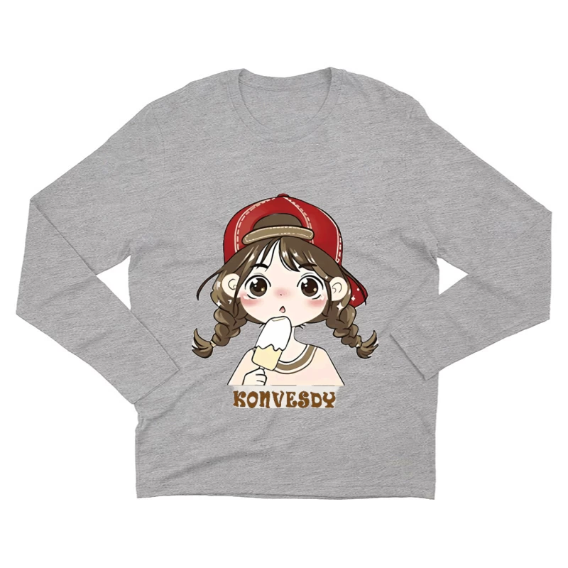 Mädchen mit Eis in roter Mütze Herren Langarm T-Shirt