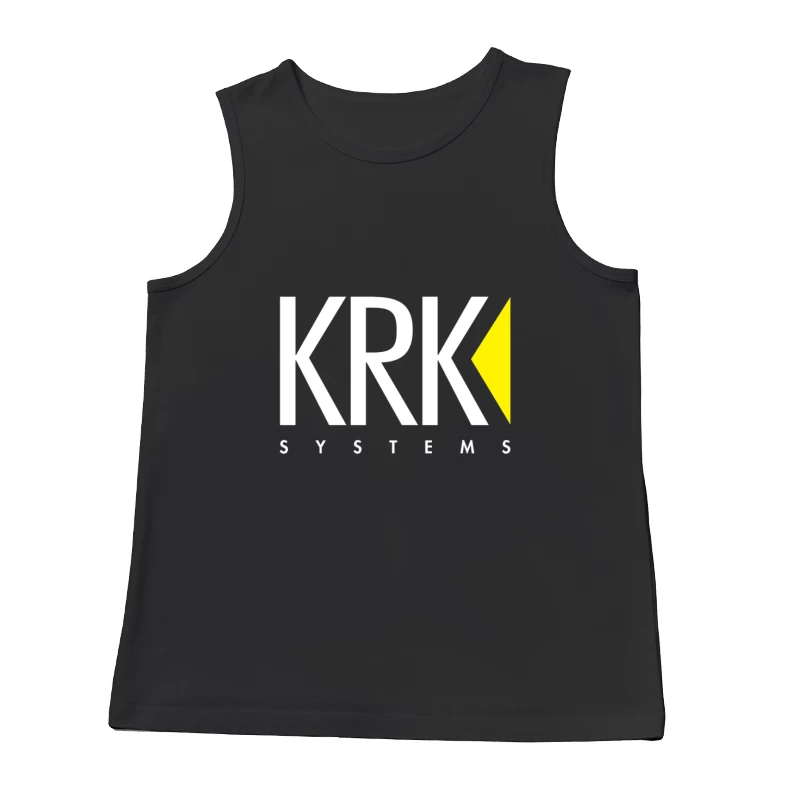 KRK Systems Minimalist Logo Design with Yellow Accent Male Tank Top