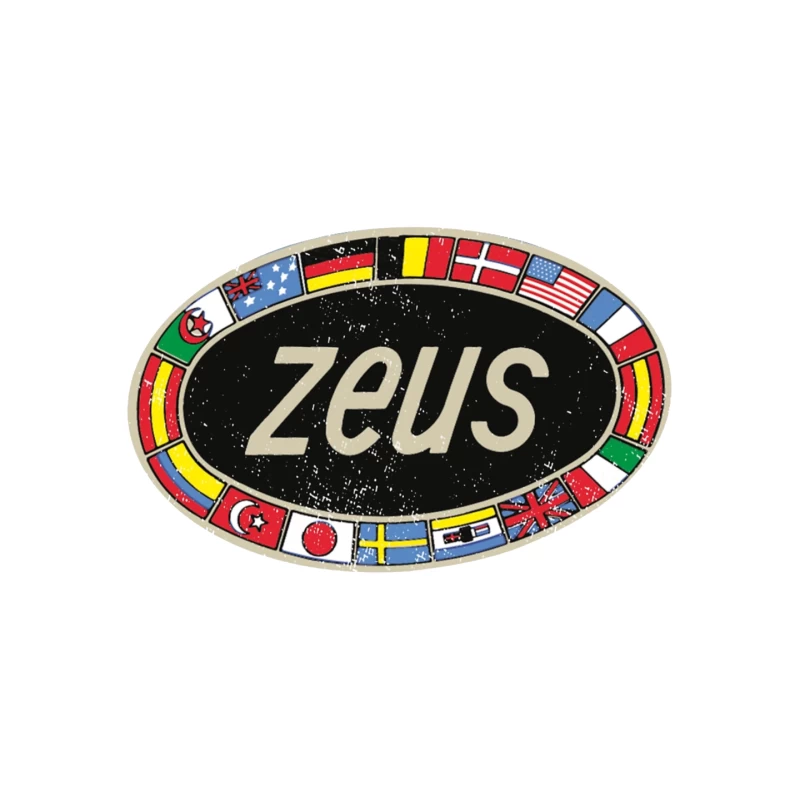 Zeus International Vintage Logo with National Flags Border Mouse Pad