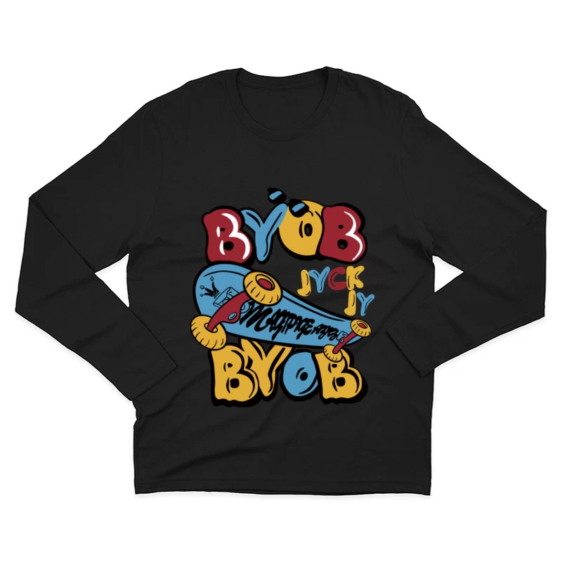 Bunte Skateboard-Kunst mit Graffiti Herren Langarm T-Shirt