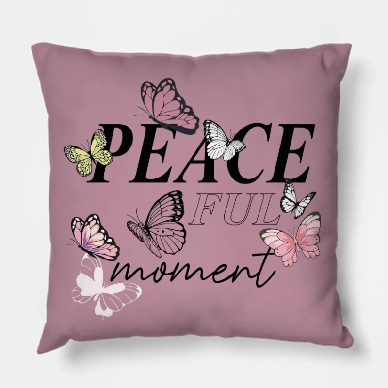 Peaceful Moment – Elegant Butterfly Serenity Throw Pillow