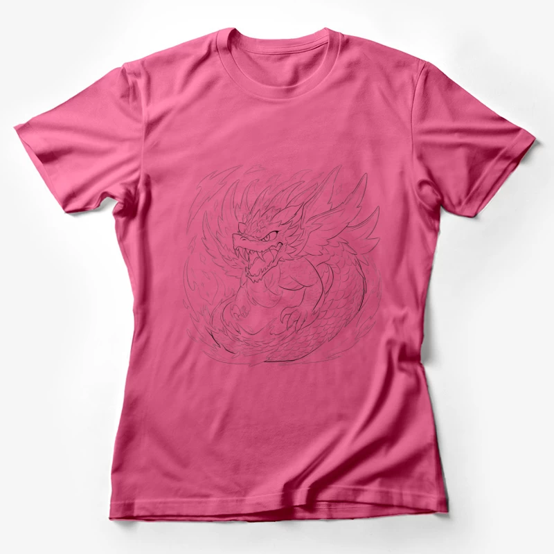 Fierce Dragon Breathing Flames Female T-Shirt