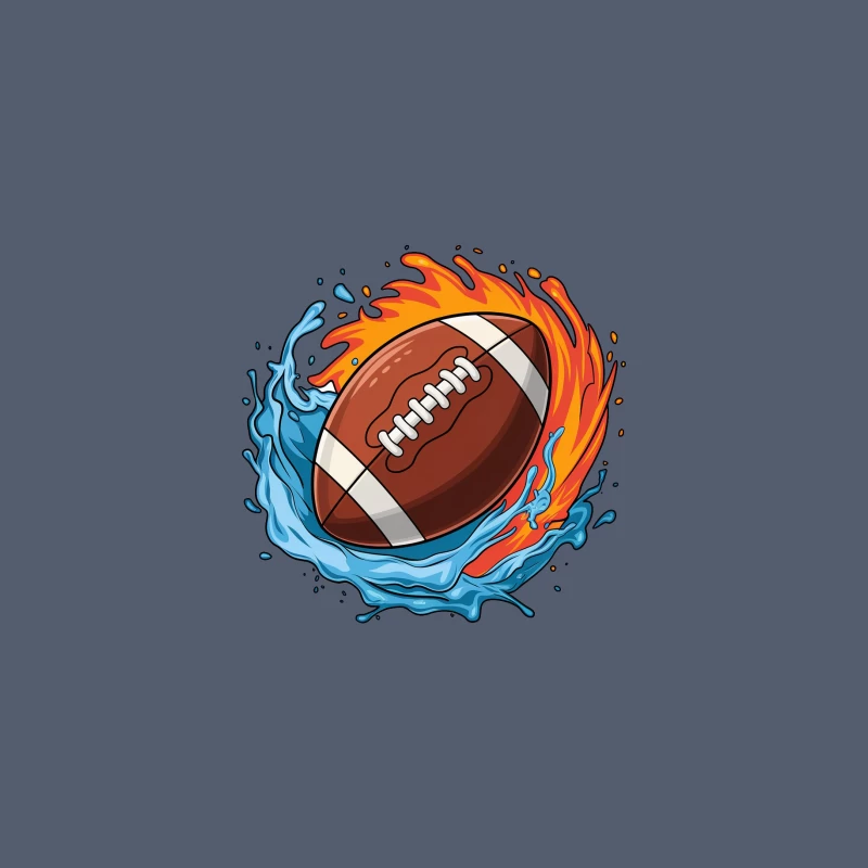 Dynamic American Football with Fire and Water Elements Travel Mug