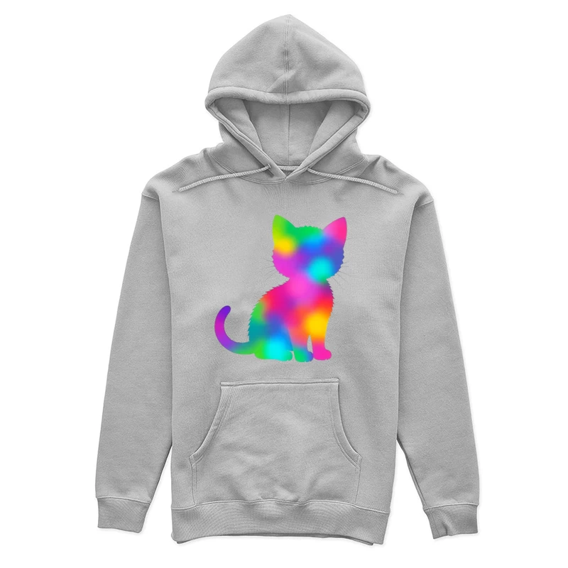 Rainbow Gradient Cat Silhouette Art Female Pullover Hoodie