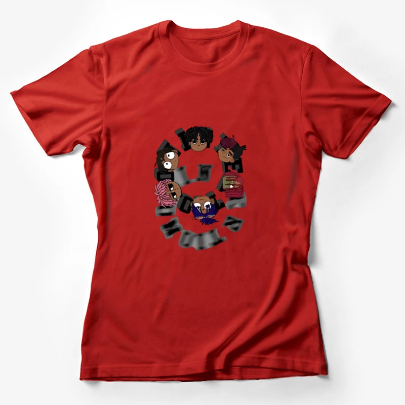 Personnages de dessin animé en cercle artistique Femme T-Shirt