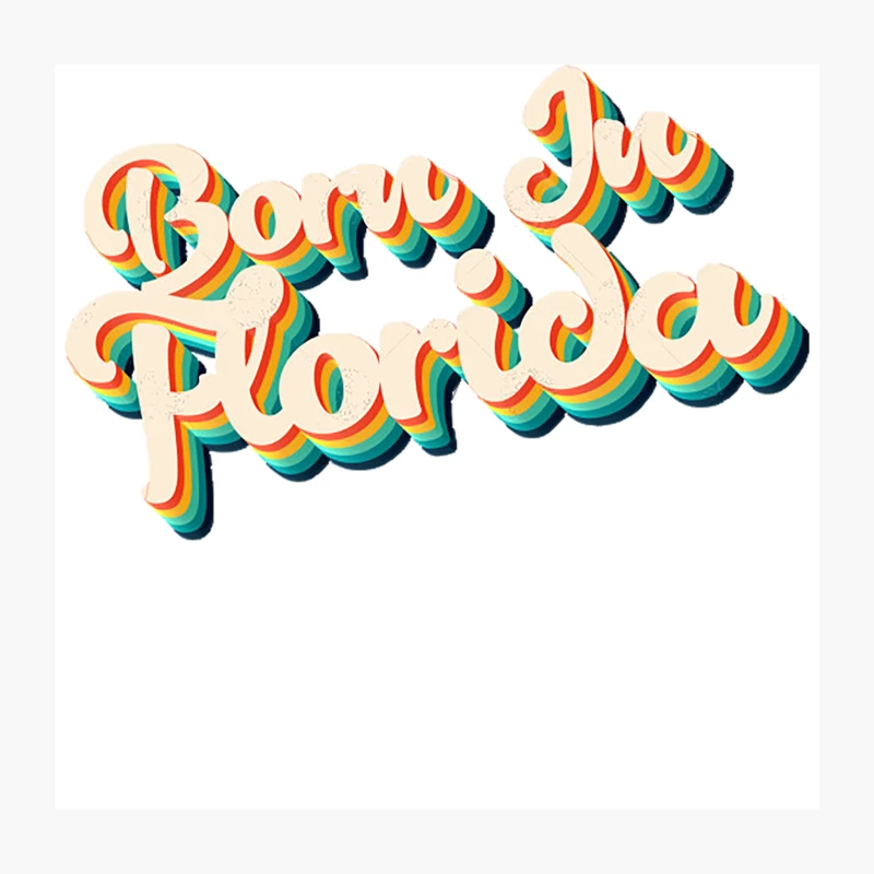 Born In Florida - 80_s Retro Style Typographic Design Throw Pillow