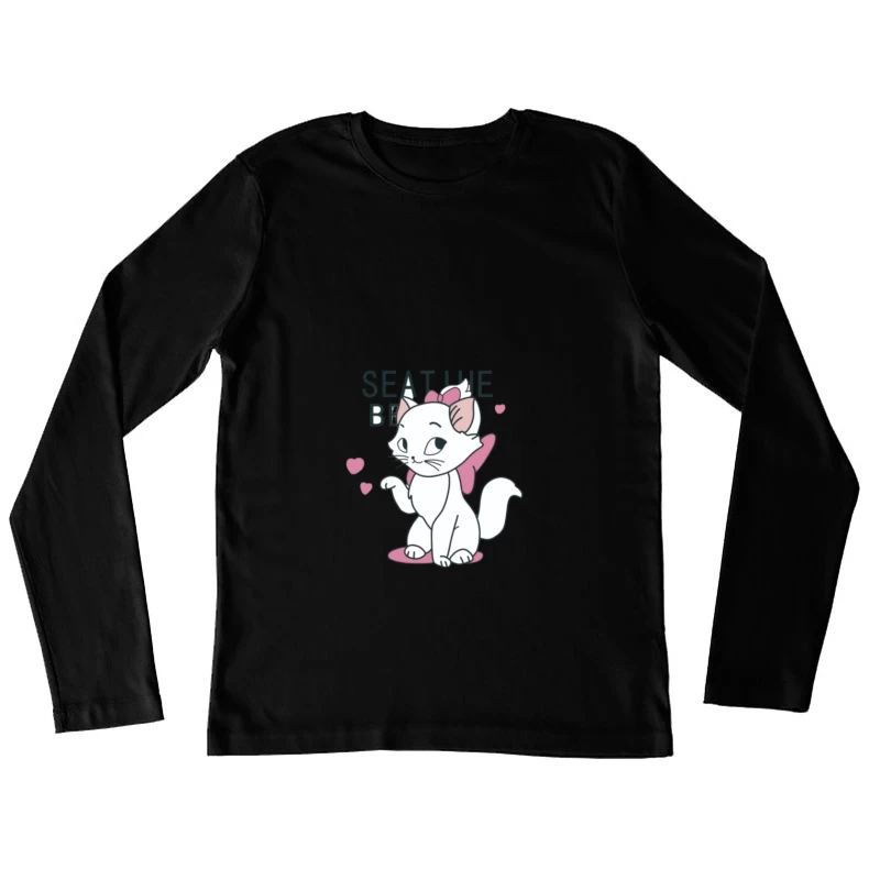 Gattino adorabile con fiocco Maglietta maniche lunghe Donna