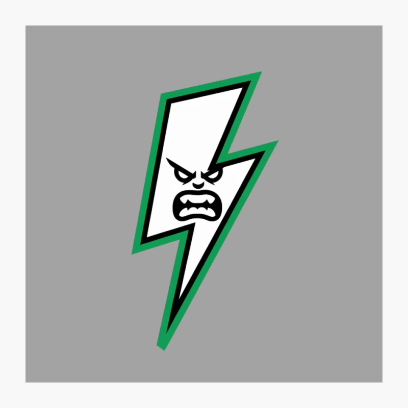 Angry Green Lightning Bolt Mascot Logo Pin