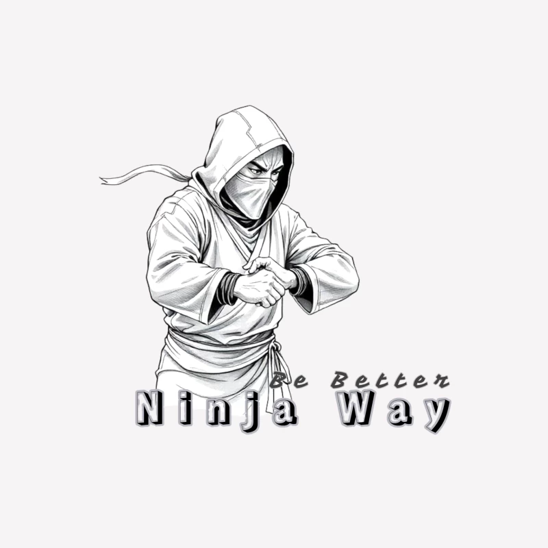 Masked Ninja Warrior in White Hood - The Ninja Way Male T-Shirt