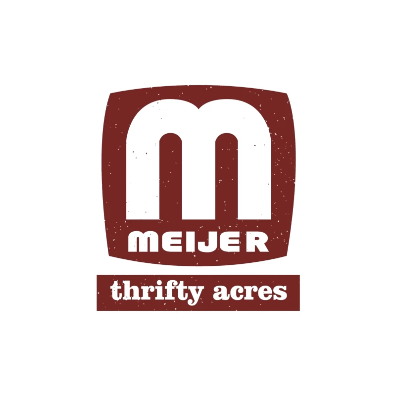 Vintage Meijer Thrifty Acres Retail Logo in Maroon Throw Pillow