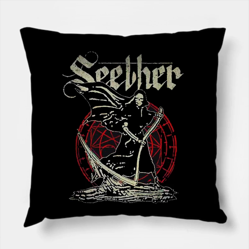 Gothic Skeleton Band Art - Seether Rock Metal Design Throw Pillow