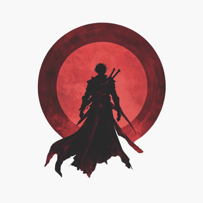 Silhouetted Samurai Warrior Against Crimson Moon Cotton Tote Bag