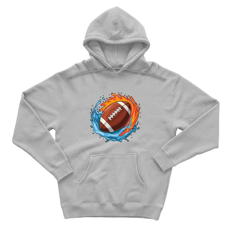 Dynamic American Football with Fire and Water Elements Male Pullover Hoodie