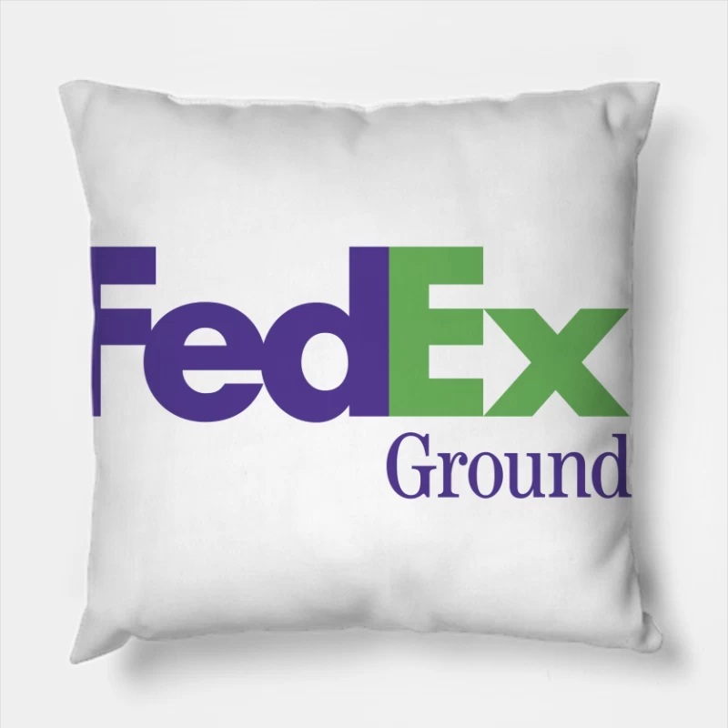 FedEx Ground Corporate Logo - Purple and Green Shipping Company Design Throw Pillow