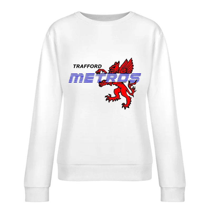 Trafford Metro Transit Logo with Red Heraldic Dragon Female Pullover Sweatshirt