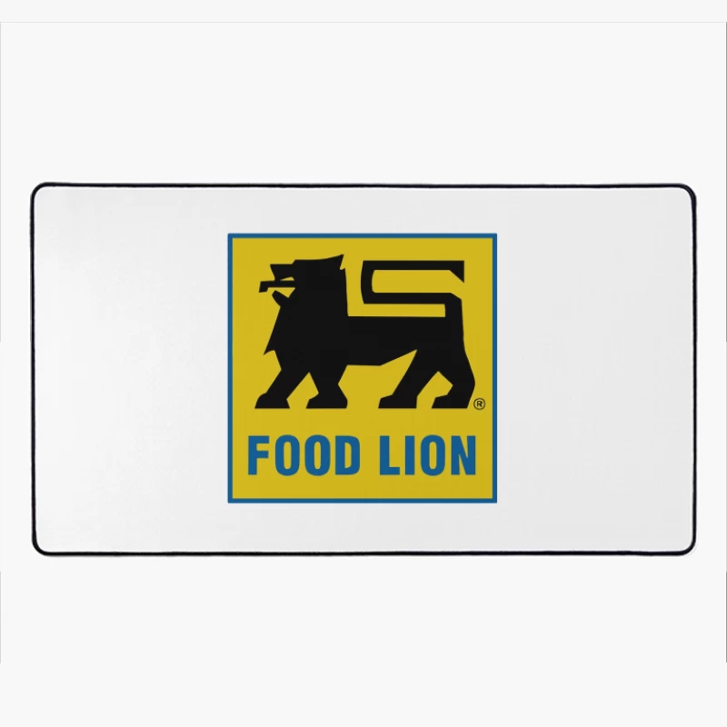 Food Lion Supermarket Chain Logo with Black Lion on Yellow Background Desk Mat