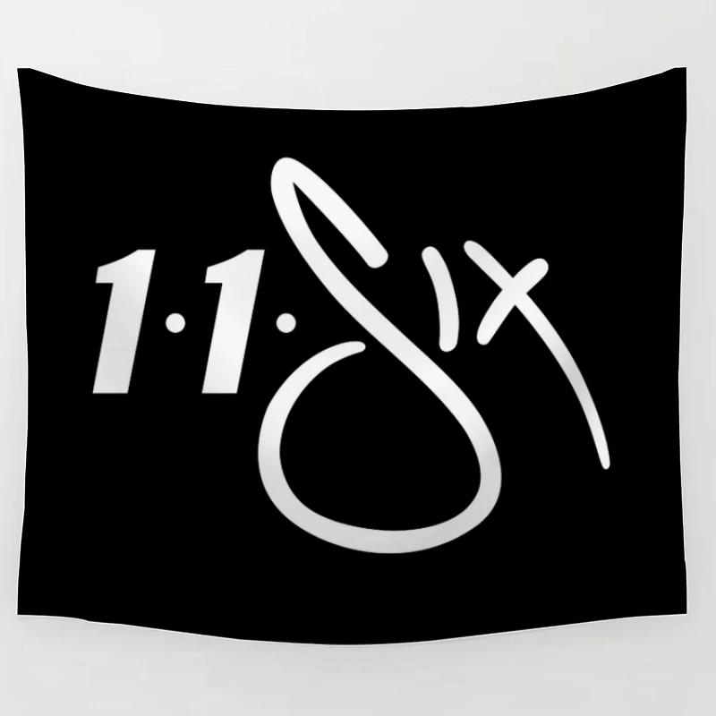 White Minimalist Number 11 Logo Outline Tapestry