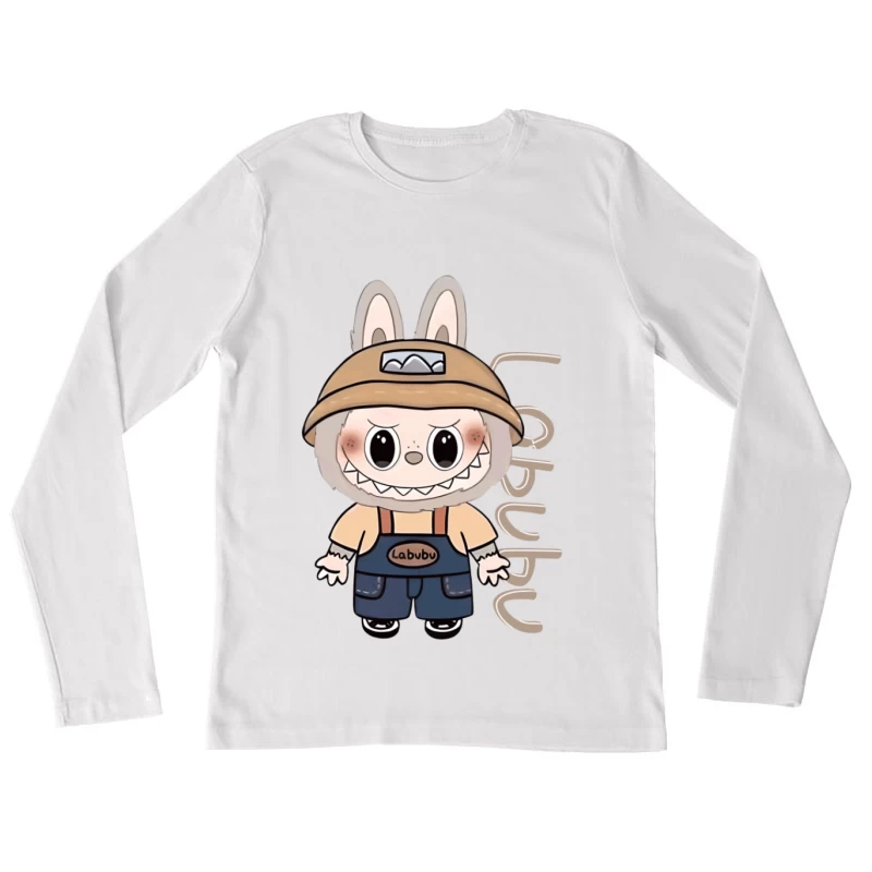 Labubu Charakter im Overall Damen Langarm T-Shirt