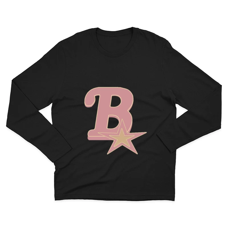 Rosa Buchstabe B mit Stern Herren Langarm T-Shirt