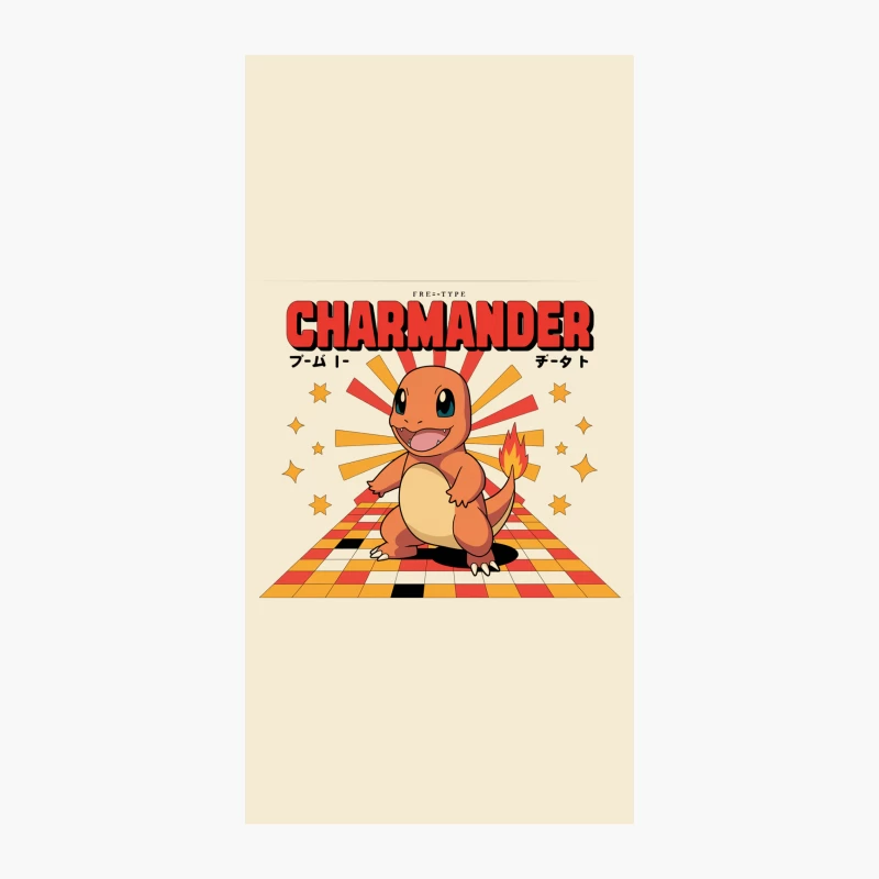 Retro-Style Charmander: Fire Pokemon with Vibrant Background iPhone Case