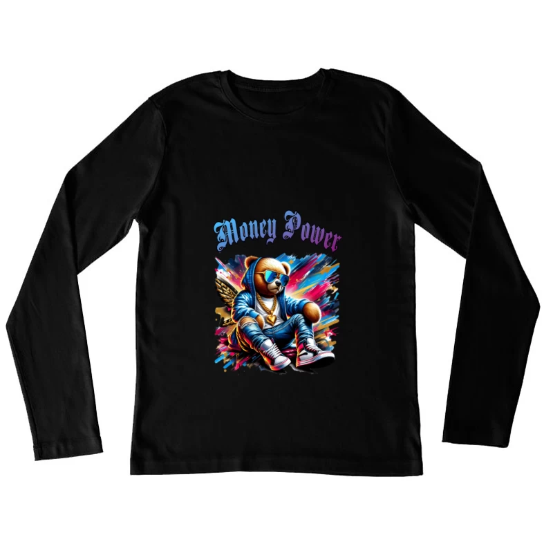 Bär mit Flügeln in urbanem Stil Damen Langarm T-Shirt