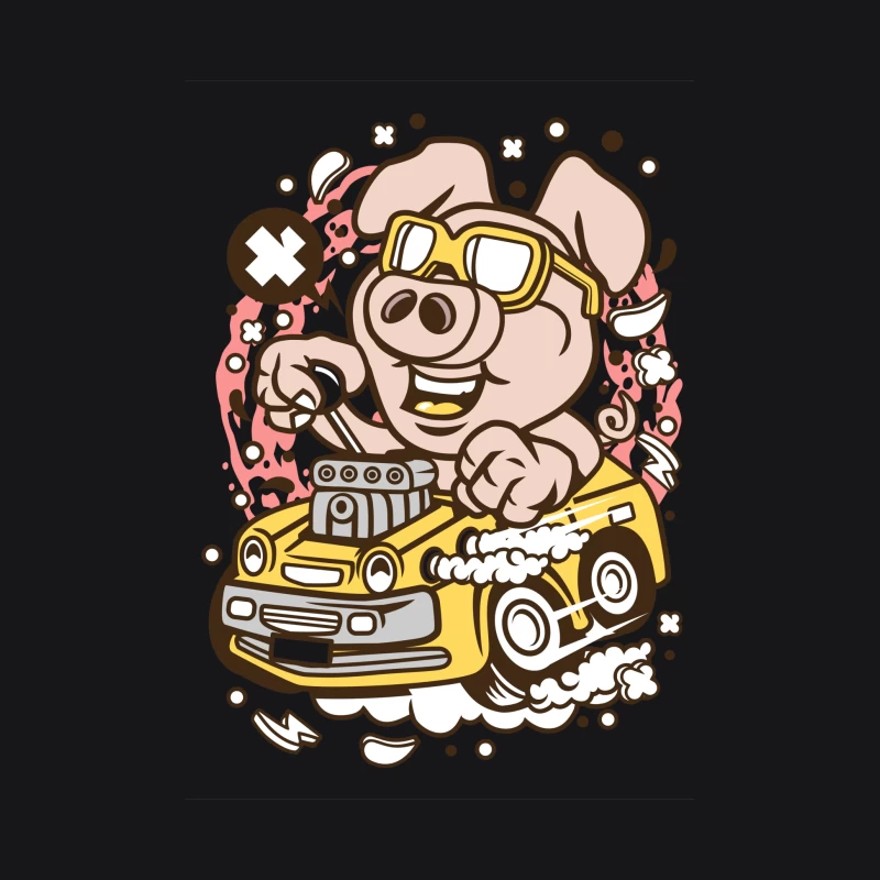 Cochon joyeux conduisant une voiture Homme Sweat à capuche