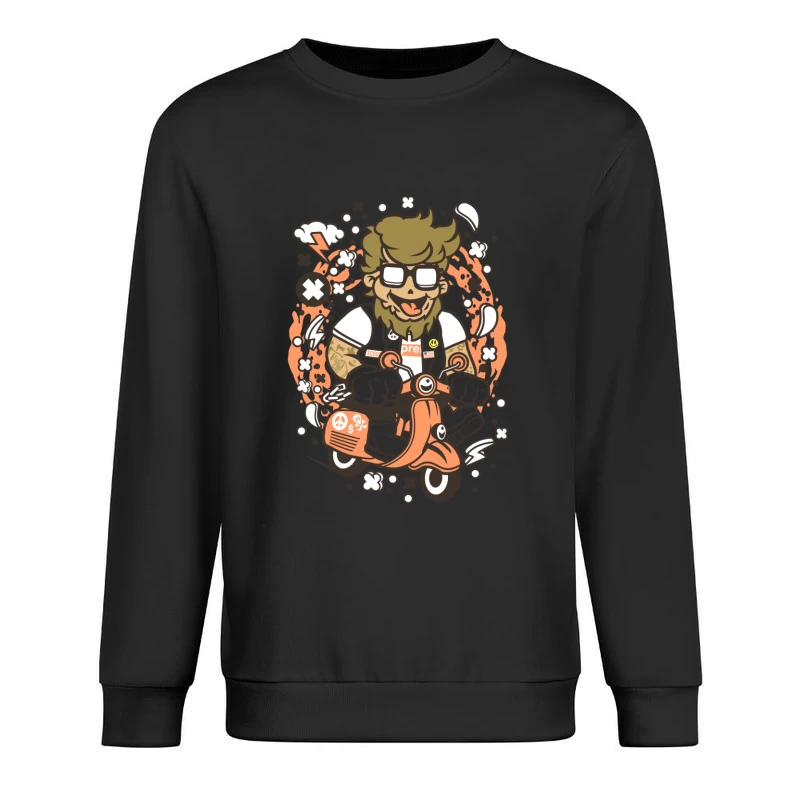 Motard caricatural sur scooter Homme Sweat-shirt à enfiler