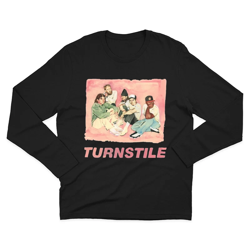 Watercolor Portrait of Hip Hop Group "Turnstile" Male Long Sleeve T-Shirt