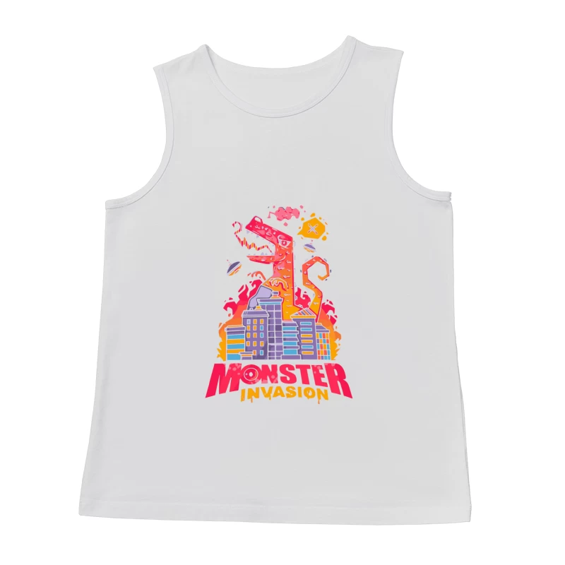 Monster Invasion: A Colorful Cartoon Illustration Male Tank Top