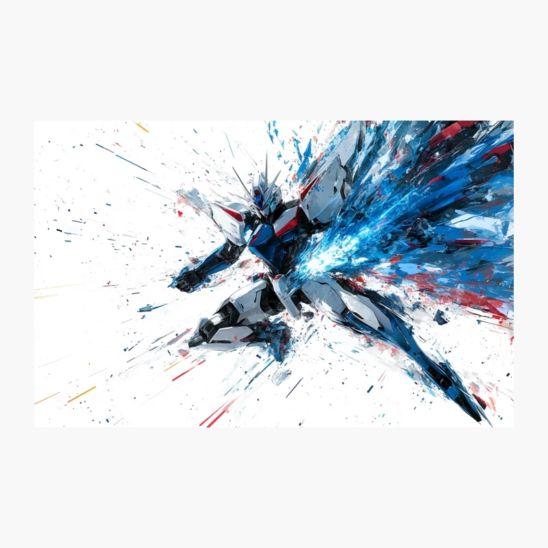 Dynamic Mecha Anime Explosion in Abstract Digital Art Travel Mug