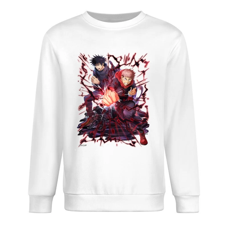 Energische Anime-Kämpfer mit roter Aura Herren Pullover Sweatshirt
